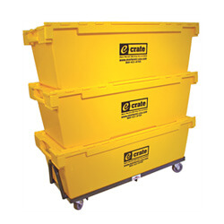Stack of three e-Crates on wheels