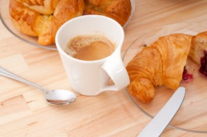 Fresh croissant and coffee