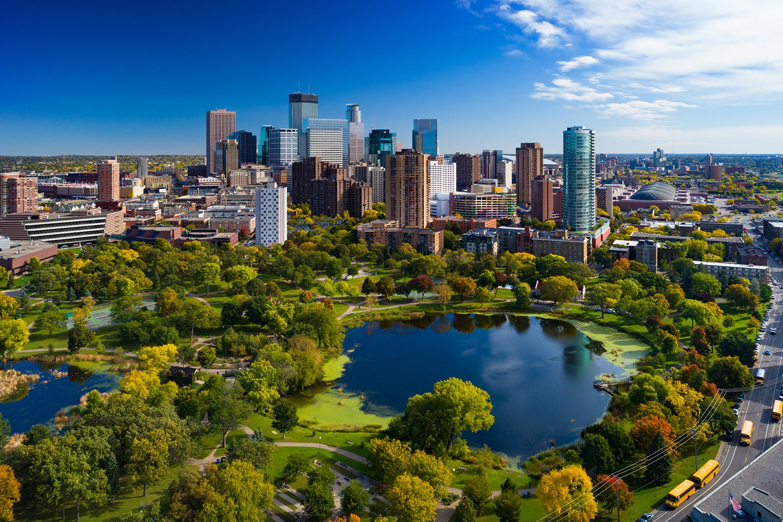 Minneapolis neighborhoods and downtown skyline